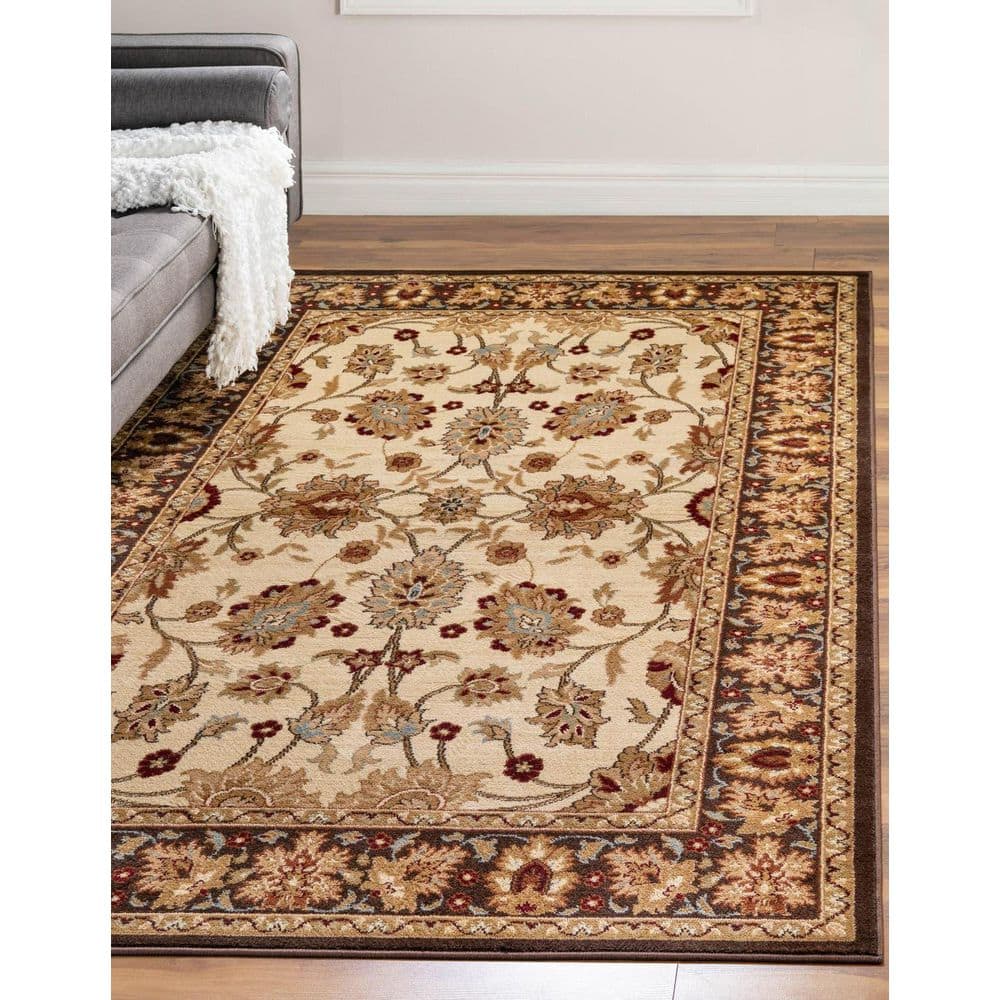 Handmade Cream Synthetic Rectangular Stain-Resistant Area Rug