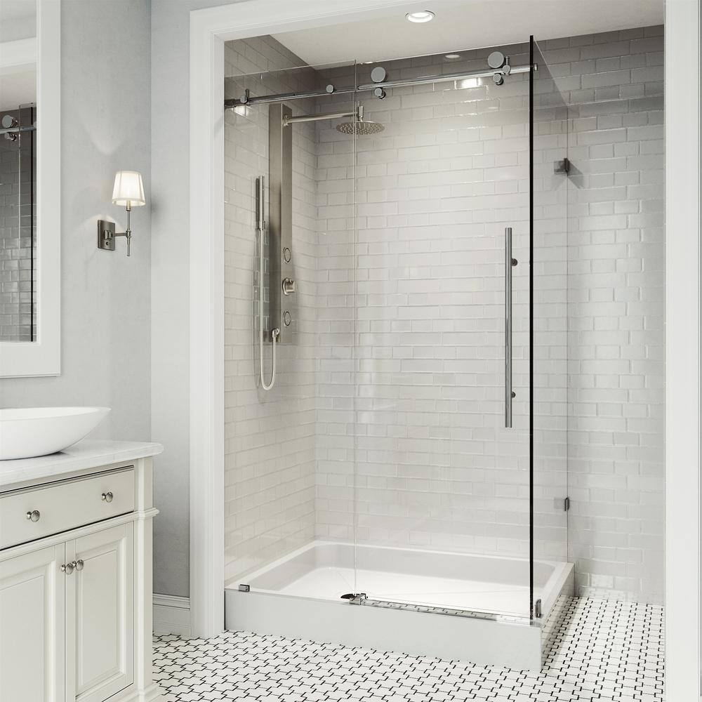 Elan E-Class Chrome Frameless Sliding Shower Enclosure with Clear Glass