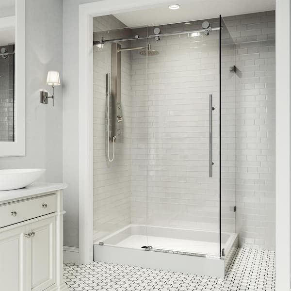Elan E-Class 36 in. L x 48 in. W x 82 in. H Frameless Sliding Rectangle Shower Enclosure Kit in Chrome with Clear Glass