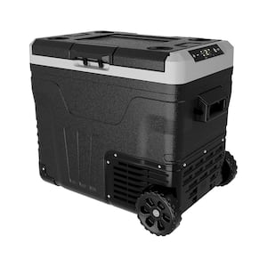 53 qt. Car Refrigerator Portable Fridge Electric Chest Cooler for Home, Camping, RV, Fishing, Travel, Black