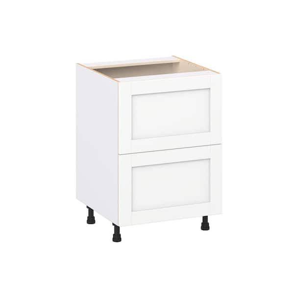 Milton 24 in. W x 24 in. D x 34.5 in. H Assembled Shaker Drawer Base Kitchen Cabinet in Bright White with 2 Drawers