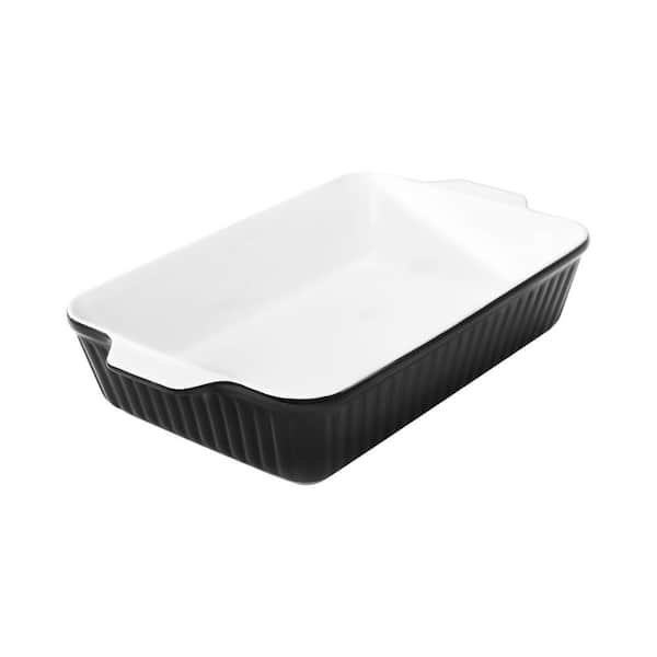 4.2 Qt. Rectangular Ceramic Casserole Dish with Handles, Large Lasagna Pan Deep for Oven, Black