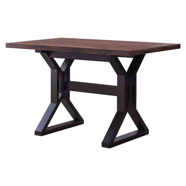 Benjara 30 in. H Black and Brown Rectangular Wooden Dining Table with X-Shaped Trestle Base