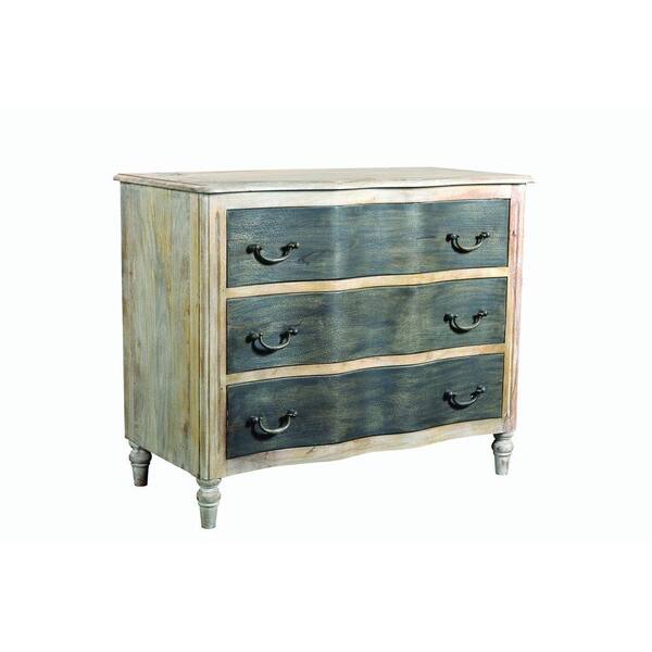 Yosemite Home Decor 20 in. x 42 in. 3-Drawer Chest in S Blast Wash Body and Black Distress Drawer Finish