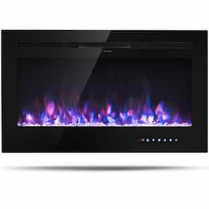 36 in. Wall Mounted with Multi-Color Flame Electric Fireplace in Black