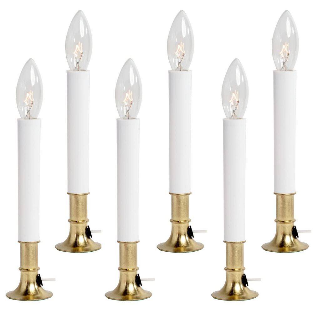 Brass Plated Electric Window Candles with Incandescent Bulbs, On/Off Switch,Warm Accent Lighting for Indoor Decor,6-Pack price history on PriceWatchPro