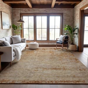Mayfield Premium Machine Washable Abstract AMF1164 Copper 8 ft. x 10 ft. Area Rug