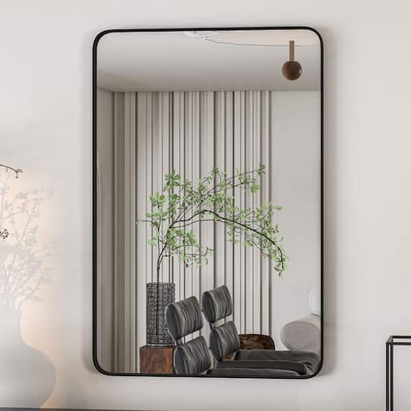 Harmony 20 in. W x 30 in. H Rectangle Metal Framed Wall-Mounted Bathroom Vanity Mirror in Black