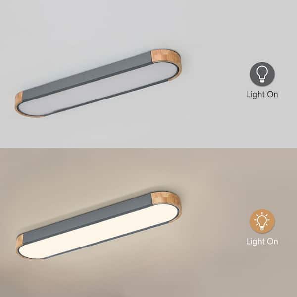 HUOKU Lumin 38 in. 1-Light Gray Integrated LED Flush Mount