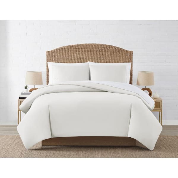 Coastal Living Seashell 3-Piece Ivory Solid Polyester Microfiber King Duvet Cover Set