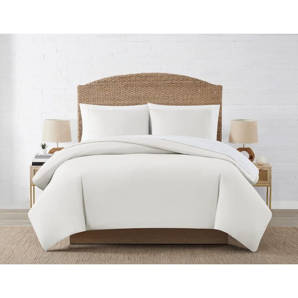 Coastal Living Seashell 2-Piece Ivory Solid Polyester Microfiber Twin XL Duvet Cover Set