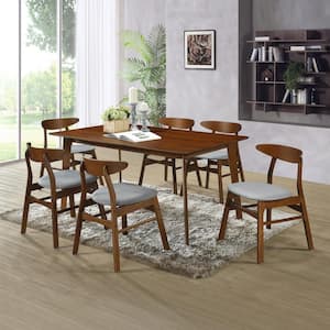 Nereida 7-Piece Rectangular Solid Wood Top Gray Table Set