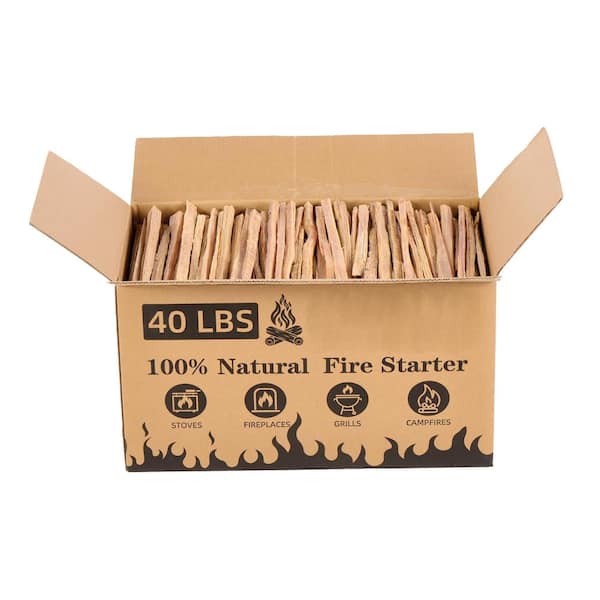Misopily 40 lbs. 100% Natural Kindling Wood Firewood Firestarter With Wooden Box