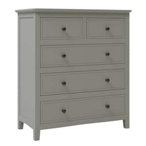 32.6 in. W x 15.4 in. D x 36 in. H Assembled Drawer Base MDF Chest Cabinet in Gray with 5 Drawers