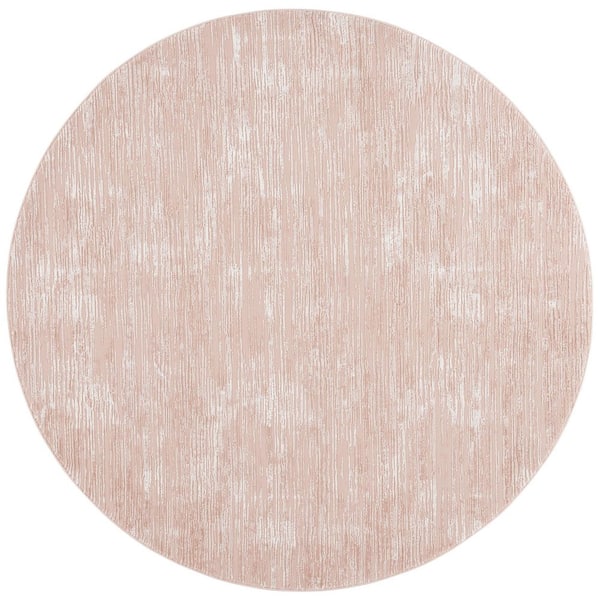 Revive 7 ft. x 7 ft. Pink/Ivory Solid Distressed Round Area Rug