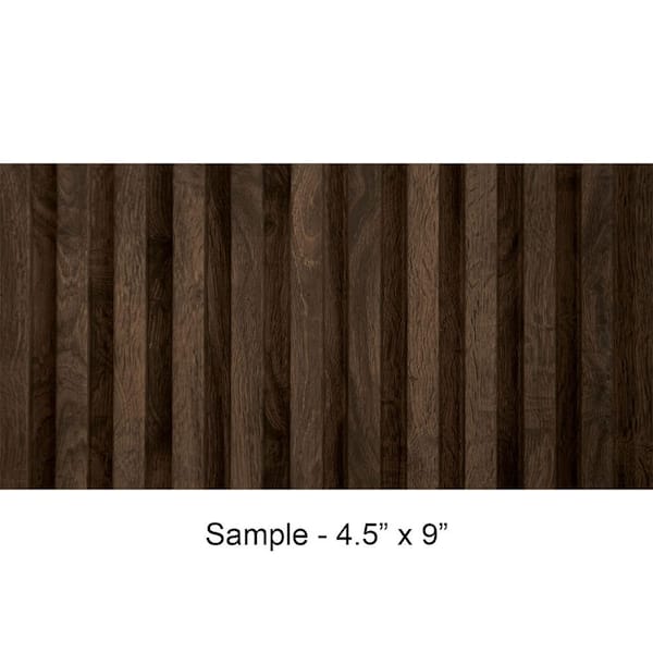 FROM PLAIN TO BEAUTIFUL IN HOURS Take Home Sample - Medium Slats 1/2 in. x 0.375 ft. x 0.75 ft. Walnut Brown Glue-Up Foam Wood Wall Panel(1-Piece/Pack)