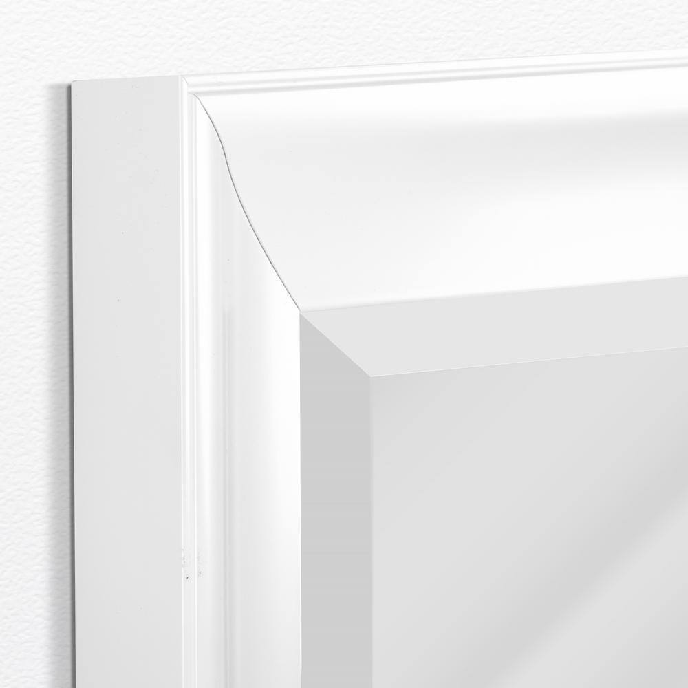 Glossy White Rectangular Beveled Vanity Mirror