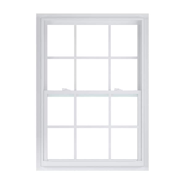 American Craftsman 35.375 in. x 53.25 in. 50 Series White Single Hung Low-E Argon Glass Vinyl Fin Window with Grids, Screen Incl