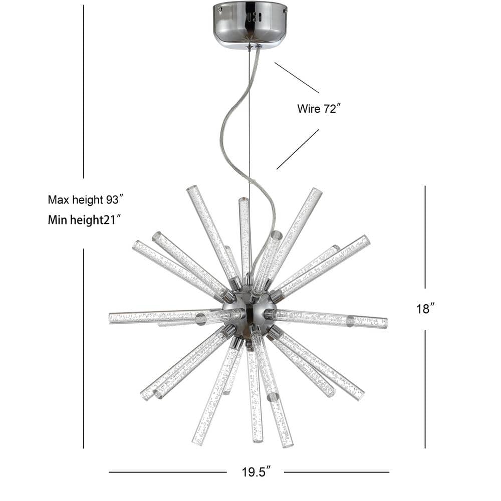 Soyuz 19.5" Chrome Starburst Adjustable LED Pendant Light