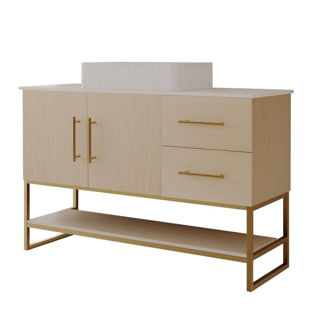 47 in. Freestanding Oak Bath Vanity with Solid Wood Top Unassembled price history on PriceWatchPro