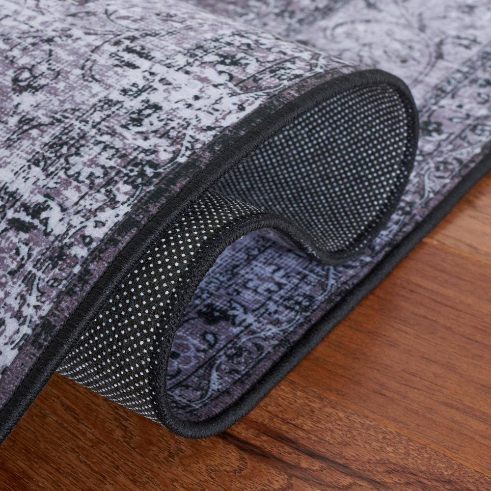 Tucson Black & Grey Non-Slip Washable Square Area Rug, 6' x 9'