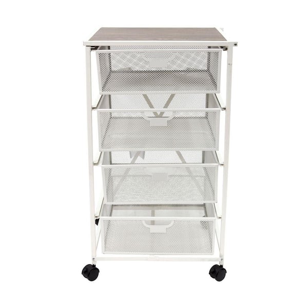 Origami Origami 4 Drawer Storage Cart in White