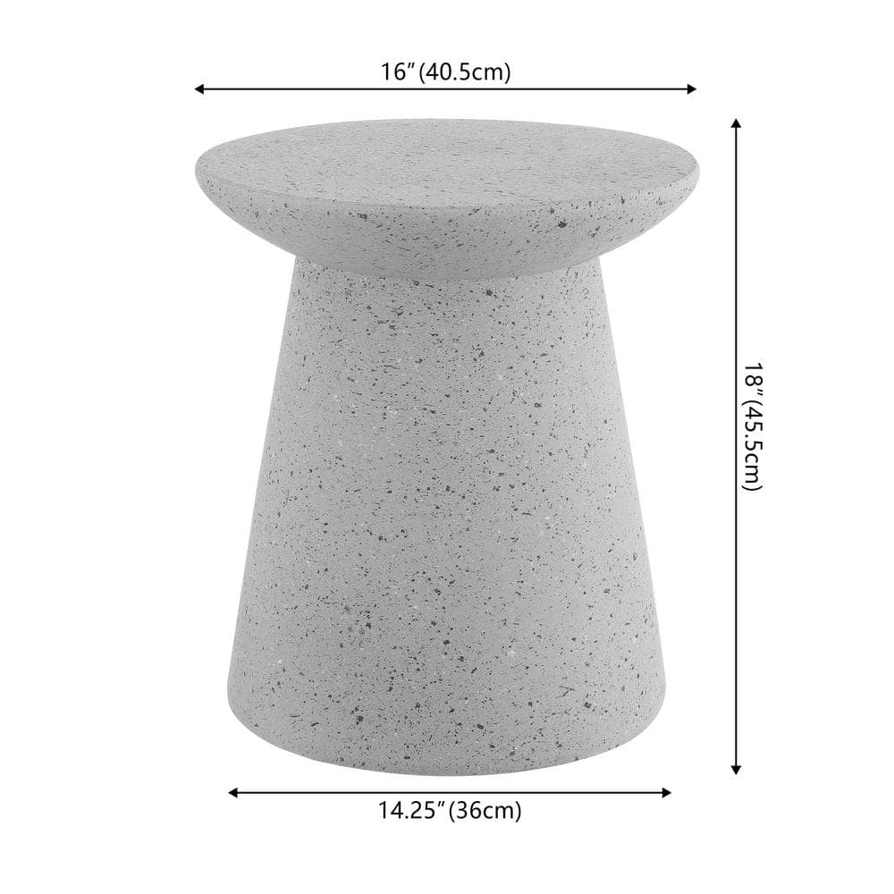 Hollie 18" Gray Terrazzo Minimalist Drum Accent Table