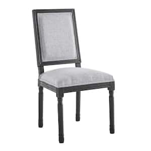 Court French Vintage Black Light Gray Upholstered Fabric Dining Side Chair