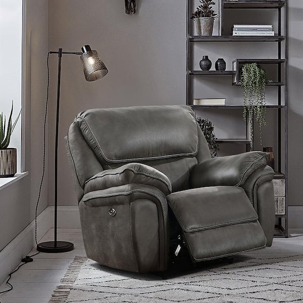 Lazzara Arlo Gray Microfiber Power Recliner 8517GRY-1PW - The Home