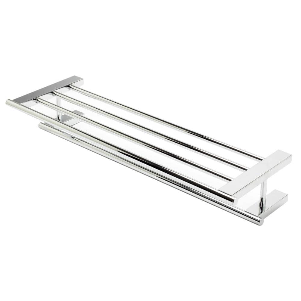 Polished Chrome 26" Wall Mounted Towel Rack with Shelf