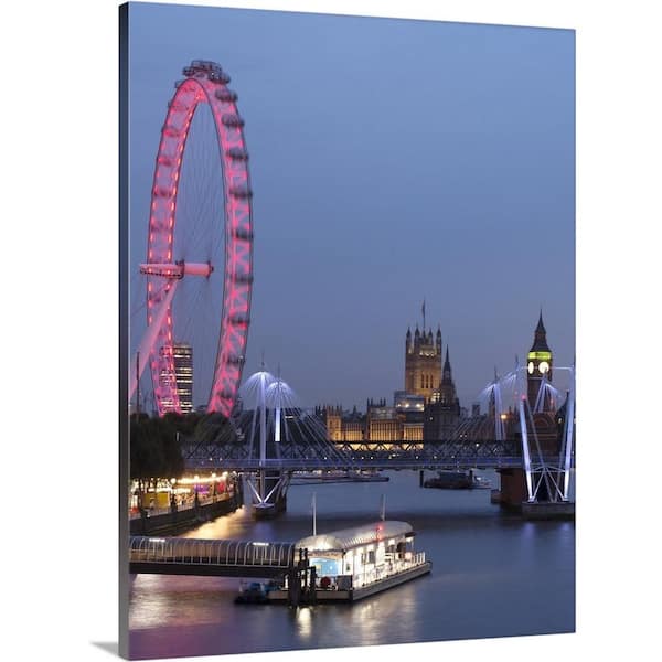 GreatBigCanvas "London, England, UK, Hungerford Bridge and The London Eye over Rive..." by Circle Capture Canvas Wall Art