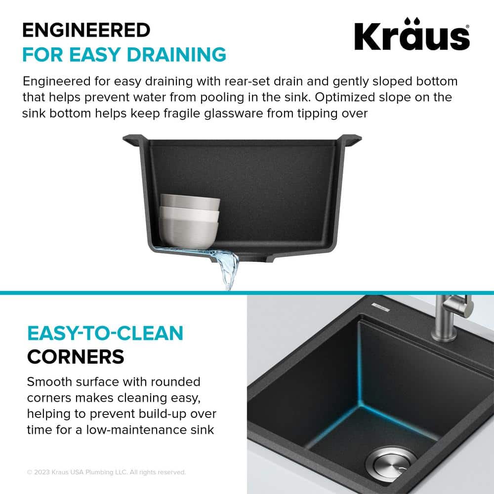Bellucci Metallic Black Granite Composite Single Bowl Kitchen Sink