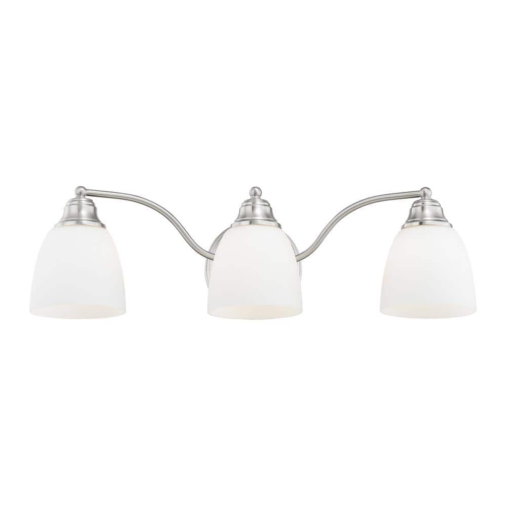 Somerville Brushed Nickel 3-Light Vanity with Satin Opal Glass