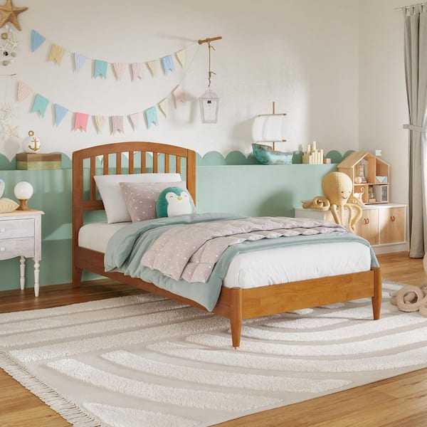 AFI Quincy Light Toffee Natural Bronze Solid Wood Frame Twin Low Profile Platform Bed