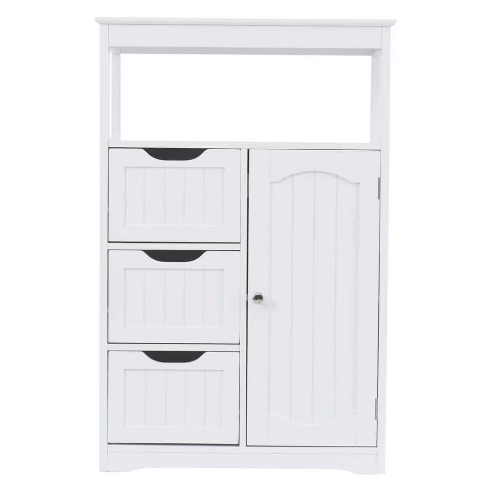 22 in. W x 12 in. D x 34 in. H White MDF Bathroom Linen Cabinet with Door a