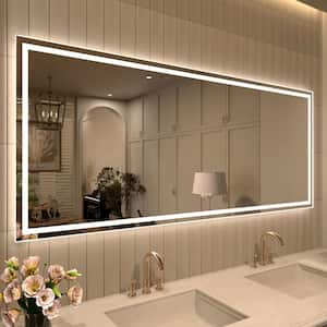 72 in. W x 36 in. H Frameless LED Single Bathroom Vanity Mirror in Polished Crystal