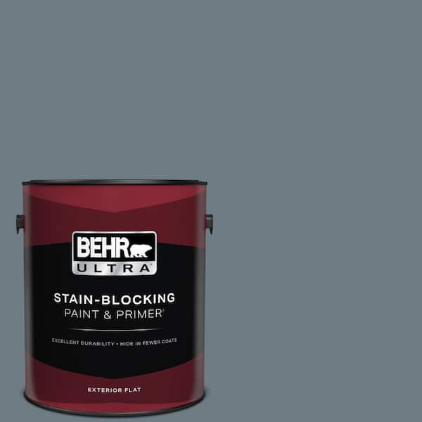 BEHR ULTRA 1 gal. #N490-5 Charcoal Blue Flat Exterior Paint & Primer