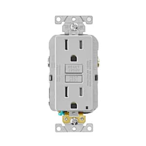 15 Amp SmartlockPro Self-Test Tamper Resistant GFCI Duplex Outlet, Light Gray