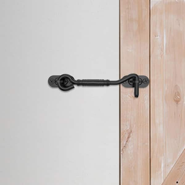 4” Privacy Hook + Eye Latch, Solid iron, Easy Lock, Barn Door, Set