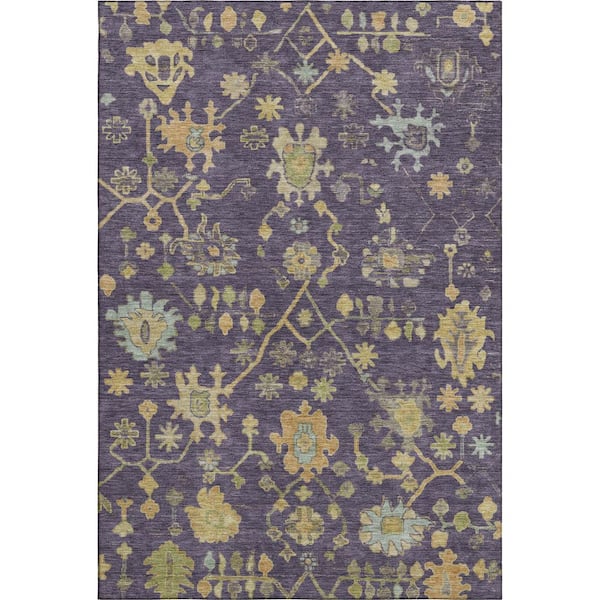 Mayfield Premium Machine Washable Abstract AMF1930 Purple 8 ft. x 10 ft. Area Rug