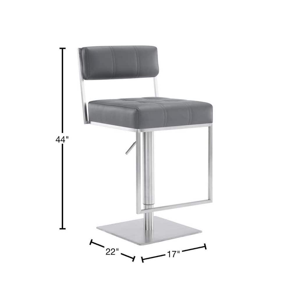 Michele Contemporary Gray Faux Leather Adjustable Swivel Stool