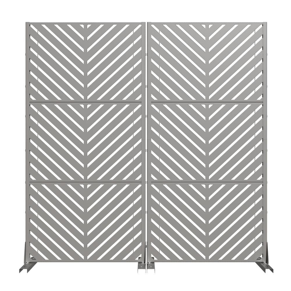 60 in. H x 30 in. W Outdoor Gray Galvanized Steel Decorative Garden Fence Privacy Screen (2-Pack) price history on PriceWatchPro