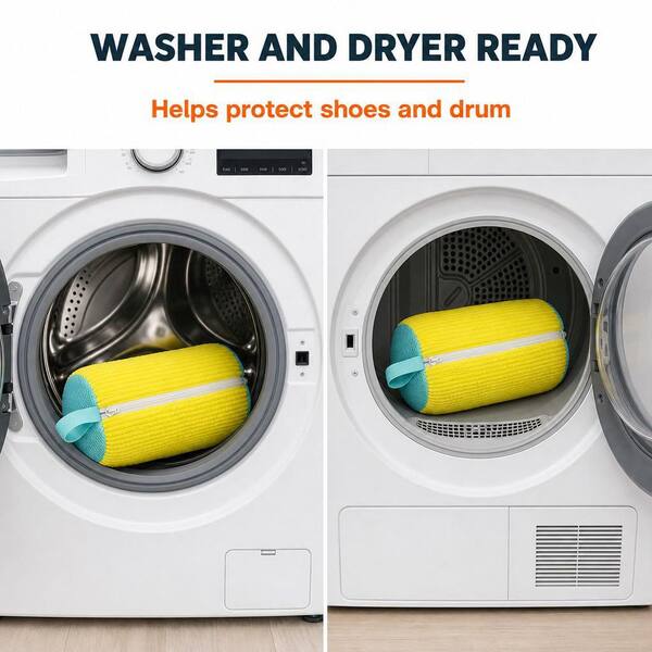 Numhew Yellow Shoe Washing Bags, 2 Pack Microfiber 360° Cleaning