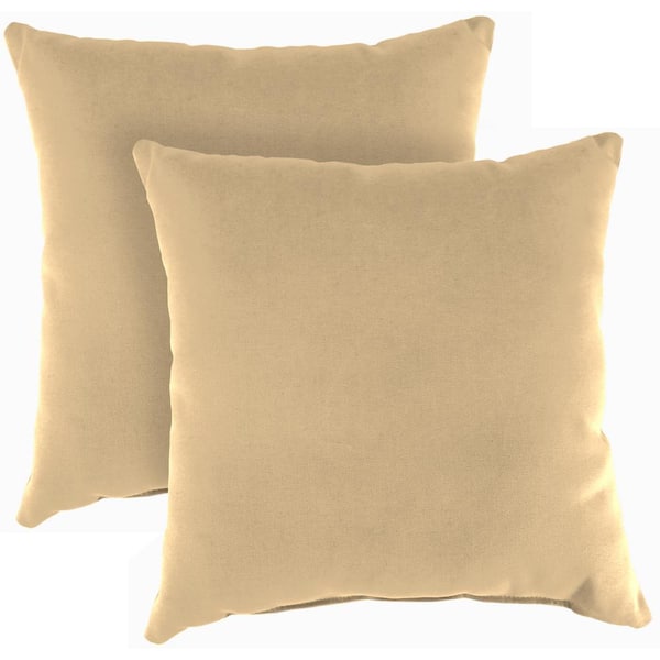 Jordan Manufacturing 18 in. L x 18 in. W x 4 in. T Outdoor Throw Pillow in Antique Beige (2-Pack)