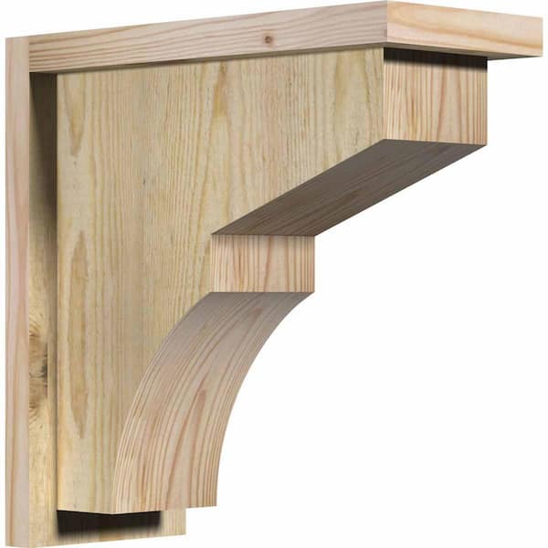 Ekena Millwork 6 in. x 14 in. x 14 in. Douglas Fir Monterey Rough Sawn Corbel with Backplate