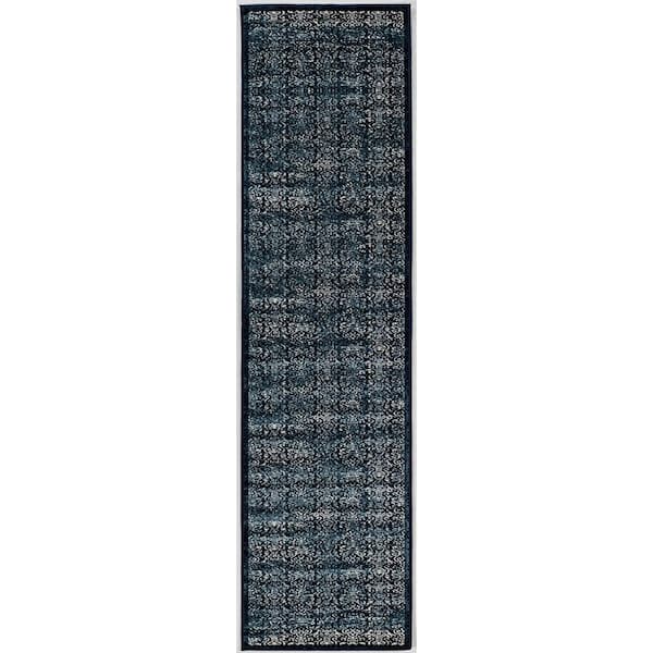 Crop Ilussion 2 ft. x 10 ft. Navy and Beige Rug Runner