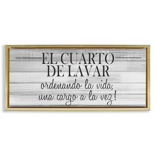 Stupell Industries The Laundry Room by Kim Allen Gold Floater Frame Typography Graphic Art Print 14 in. x 31 in.