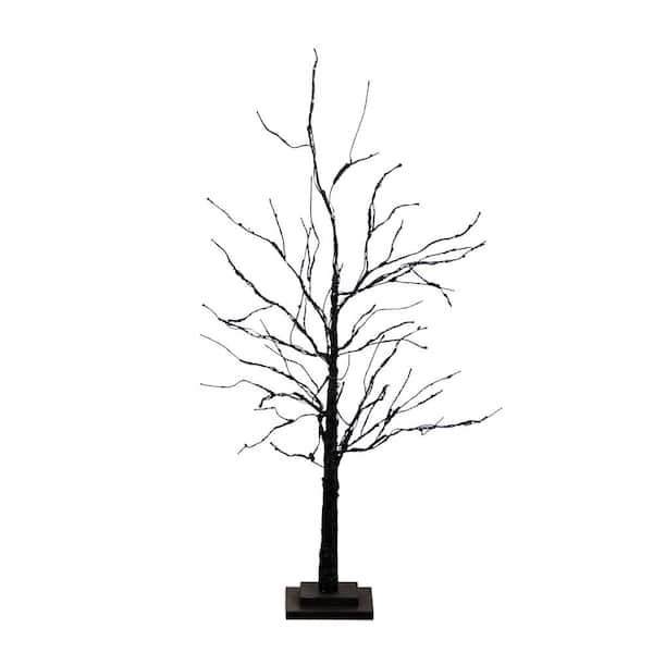 3ft. Pre-Lit Halloween Black Twig Artificial Tree with 80 Orange and Purple LED Lights