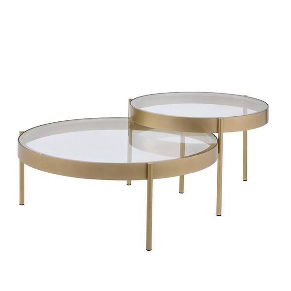 Acme Furniture Clear Glass and Gold Andover Nesting Tables (2-Piece)
