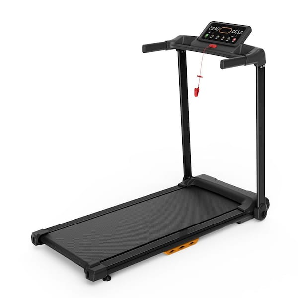 Tidoin 2.5 HP Black Metal Foldable Electric Treadmill with Safety Key, LED Display, Pad/Phone Holder and Inclines